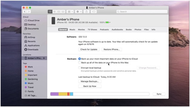 Come eseguire il backup per iPhone o iPad su Mac in MacOS Catalina utilizzando Finder