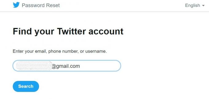 Forespørsel om tilbakestilling av passord for Twitter-konto