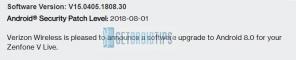 Verizon ASUS Zenfone V Live Android Oreo -päivitys on nyt käynnissä