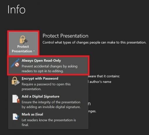 פתח תמיד מצגת קריאה בלבד של Microsoft PowerPoint