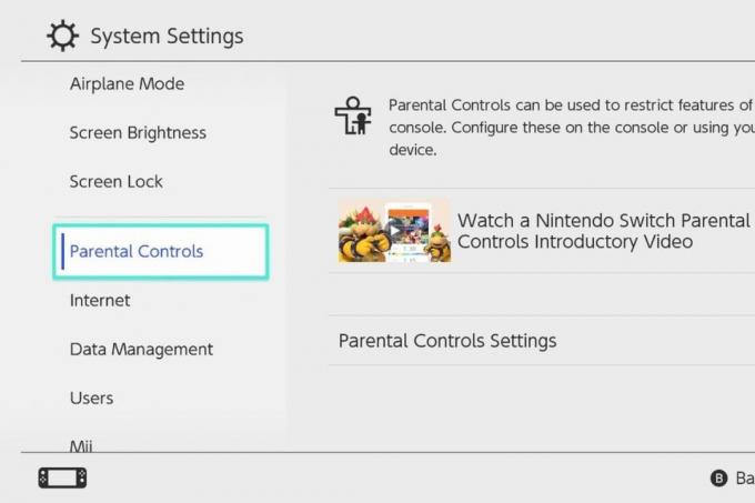 Nintendo Switch: restricciones de Internet del control parental
