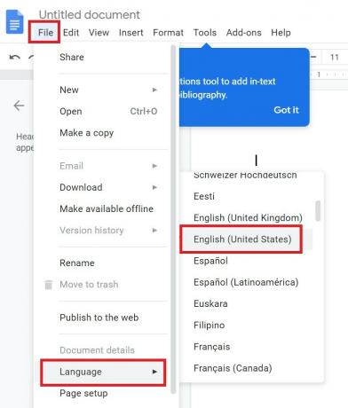 kontrollige Google Docsis keele seadeid