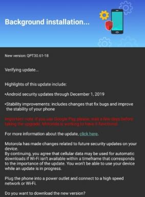 يبدأ تحديث Motorola One Power Android 10 Beta: QPT30.52-2