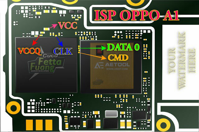 Oppo A1 ISP EMMC PinOUT do ByPass FRP i Pattern Lock
