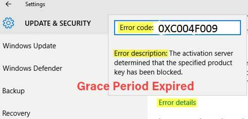 Oprava: Chyba aktivace systému Windows 0XC004F009 | Lhůta vypršela