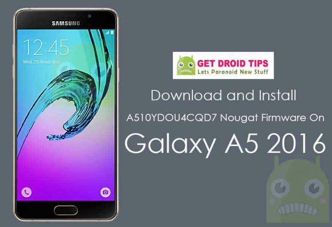 Atsisiųskite „Galaxy A5 2016“ įdiegti „A510YDOU4CQD7 Nugato“ programinę įrangą