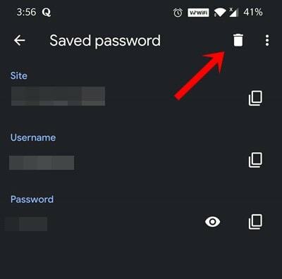 удалить пароль автозаполнения android