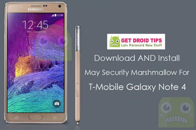 Изтеглете Инсталирайте N910TUVS2EQE2 May Security Marshmallow за T-Mobile Galaxy Note 4