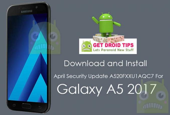 Laadige alla Galaxy A5 2017 installimine aprillikuu turbevärskendus A520FXXU1AQC7