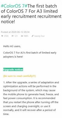 Stav aktualizace Oppo A3 pro Android 10: Vydání stabilní aktualizace