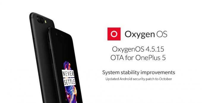 Scarica l'aggiornamento OTA OxygenOS 4.5.15 per OnePlus 5 con patch di sicurezza di ottobre