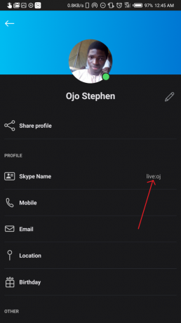 identificación en vivo de Skype móvil