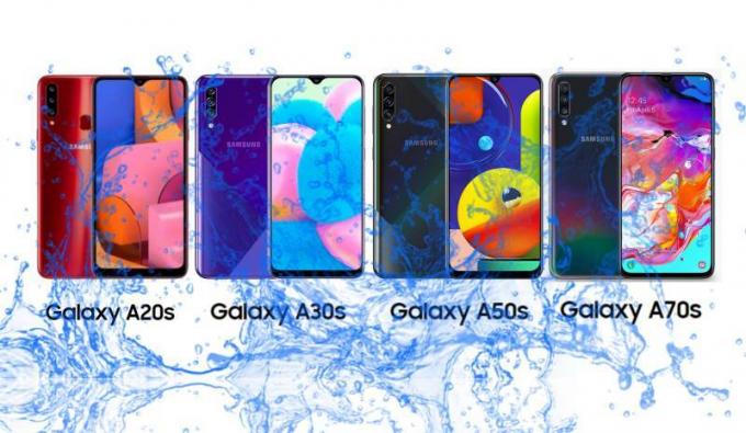 Har Samsung Galaxy A20S, A30S, A50s og A70s vanntett og støvbeskyttelse?
