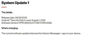 Verizon Galaxy Tab S6 מקבל את עדכון התוכנה הראשון: T867VVRU1ASI2