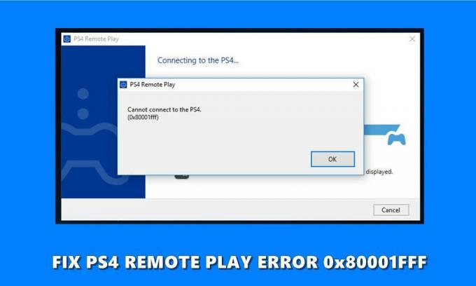 PS4 nuotolinio atkūrimo klaida 0x80001FFF
