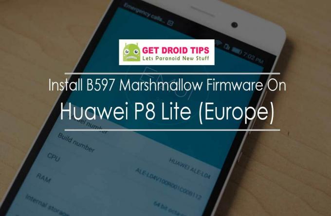 Instalējiet B597 Marshmallow programmaparatūru uz Huawei P8 Lite (Eiropa)