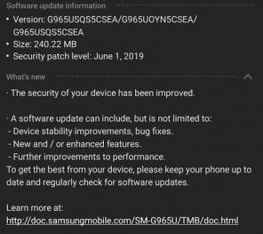 Last ned T-Mobile Galaxy S9 juni 2019 sikkerhetsoppdatering: G960USQS5CSEA og G965USQS5CSEA