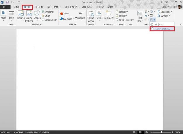 Microsoft Word-text från filen