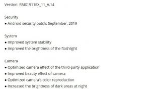 Realme 5 mottar sikkerhetsoppdatering fra september 2019: RMX1911EX_11_A.14