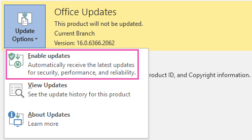 aktivera uppdatering MS Office