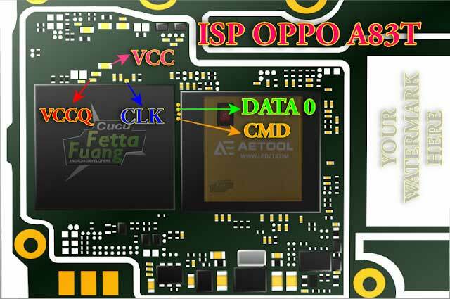 Oppo A83T ISP PinOUT pour réinitialisation matérielle / contournement FRP