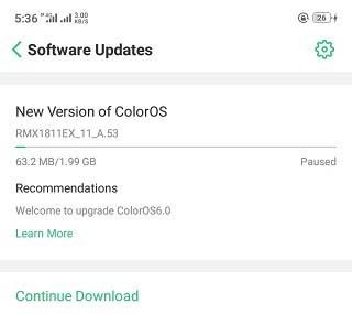 Aggiornamento Realme C1 Android Pie