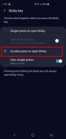 dvojitým stisknutím otevřete bixby