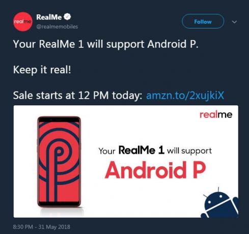 Aggiornamento Oppo RealMe Android P