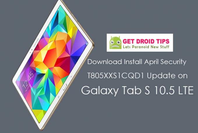 Töltse le a T805XXS1CQD1 April Security telepítését a Galaxy Tab S 10.5 LTE-hez (Marshmallow)
