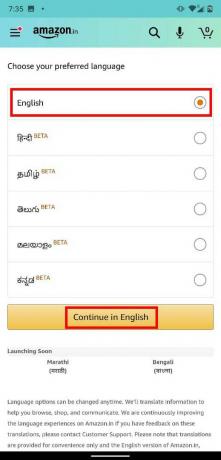 Sådan ændres sprog i Amazon App