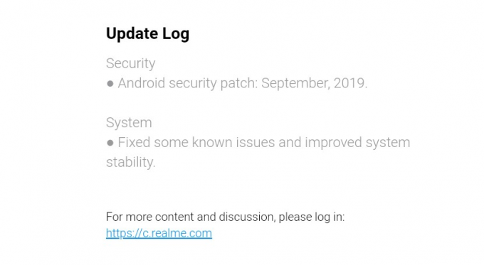 עדכון תוכנת Realme 3 ספטמבר 2019 תיקון אבטחה