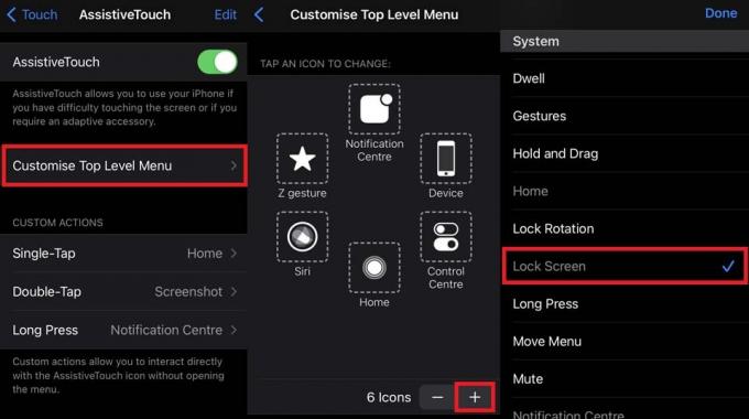 angi tilpasset virtuell knapp under Assistive touch på iPhone / iPad