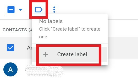créer une étiquette pour l'e-mail de groupe