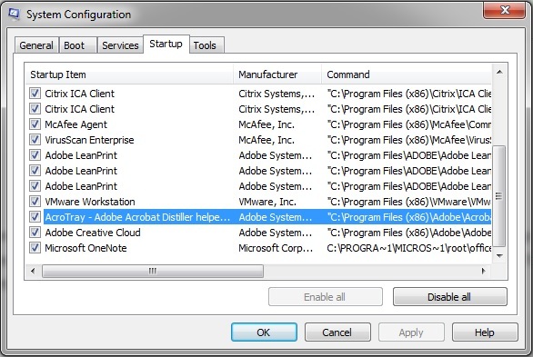 Kako onemogućiti Adobe Acrotray.exe iz pokretanja