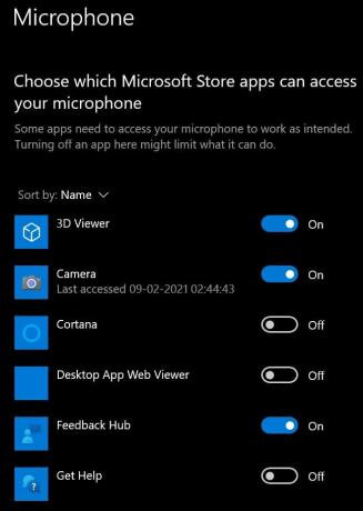 selecione qual aplicativo da Microsoft Store pode acessar o microfone