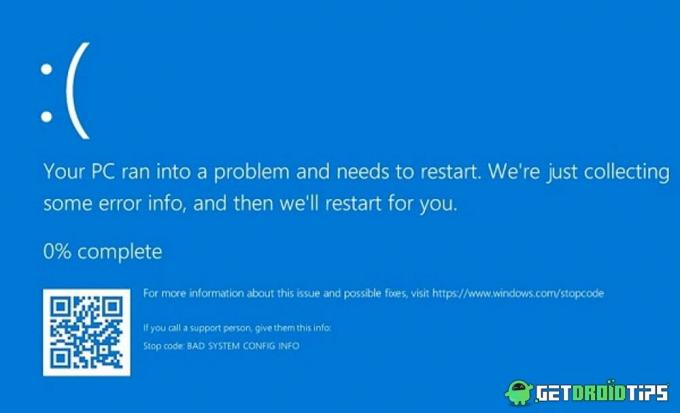 Korjaa Bad System Config Info -virhe Windows 10: ssä