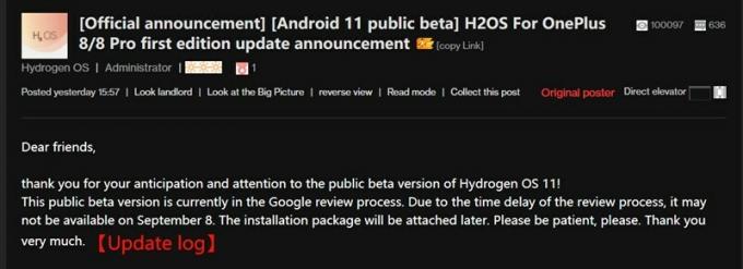 android 11 beta pubblica hydrogenos