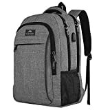 Obrázok cestovného batohu MATEIN na notebook, pracovná taška Ľahká taška na notebook s USB nabíjacím portom, anti Obchodný batoh proti krádeži, vodotesný školský batoh pre mužov a ženy, vhodný do 15,6 palca Laptop-šedá