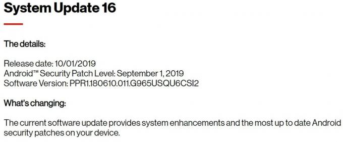 Galaxy S9 için G960USQU6CSI2 Eylül 2019 güncellemesi