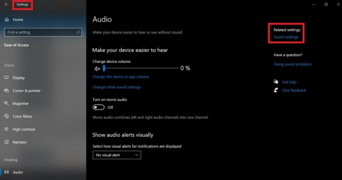 Impostazioni audio di Windows 10