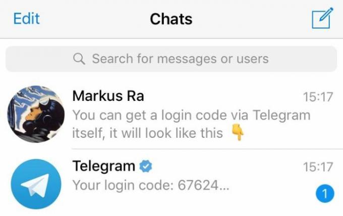 inloggningskod för telegram
