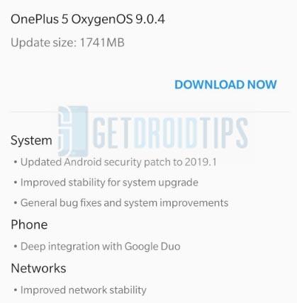 OxygenOS 9.0.4 για OnePlus 5 / 5T