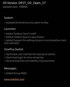 Stáhnout Nainstalovat nejnovější OxygenOS OnePlus 3 / 3T Open Beta 36/27 [OTA Firmware]