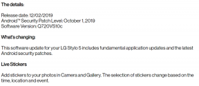 Verizon LG Stylo 5 modtager oktober 2019 patch med version Q720VS10c