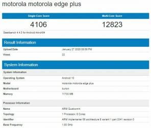 Motorola Edge + влиза в списъка с GeekBench; Предлага се със Snapdragon 865!