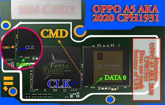 Oppo A5 2020 ISP EMMC PinOUT byPass FRP ve Desen Kilidi için