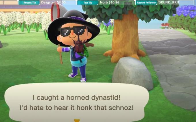 Dynastid com chifres em Animal Crossing New Horizons
