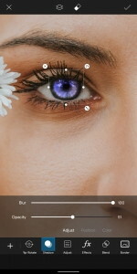 Как да променя цвета на очите на PicsArt