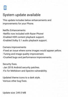 Töltse le a Razer Phone 2018. januári biztonsági javításának frissítését