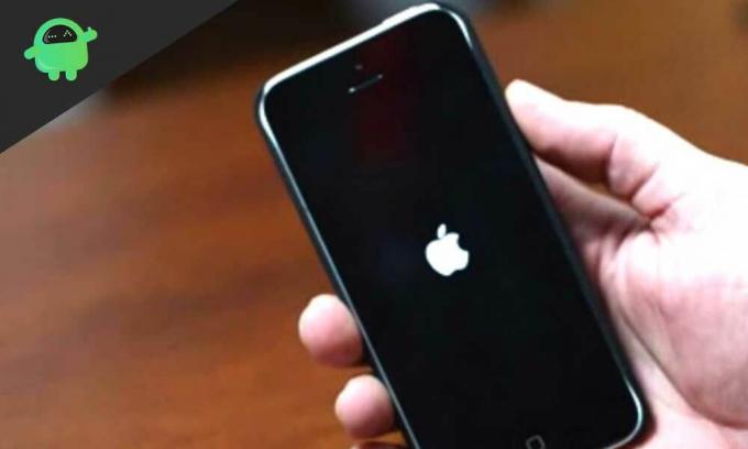 Apple-logoon jumissa olevan iPhonen korjaaminen